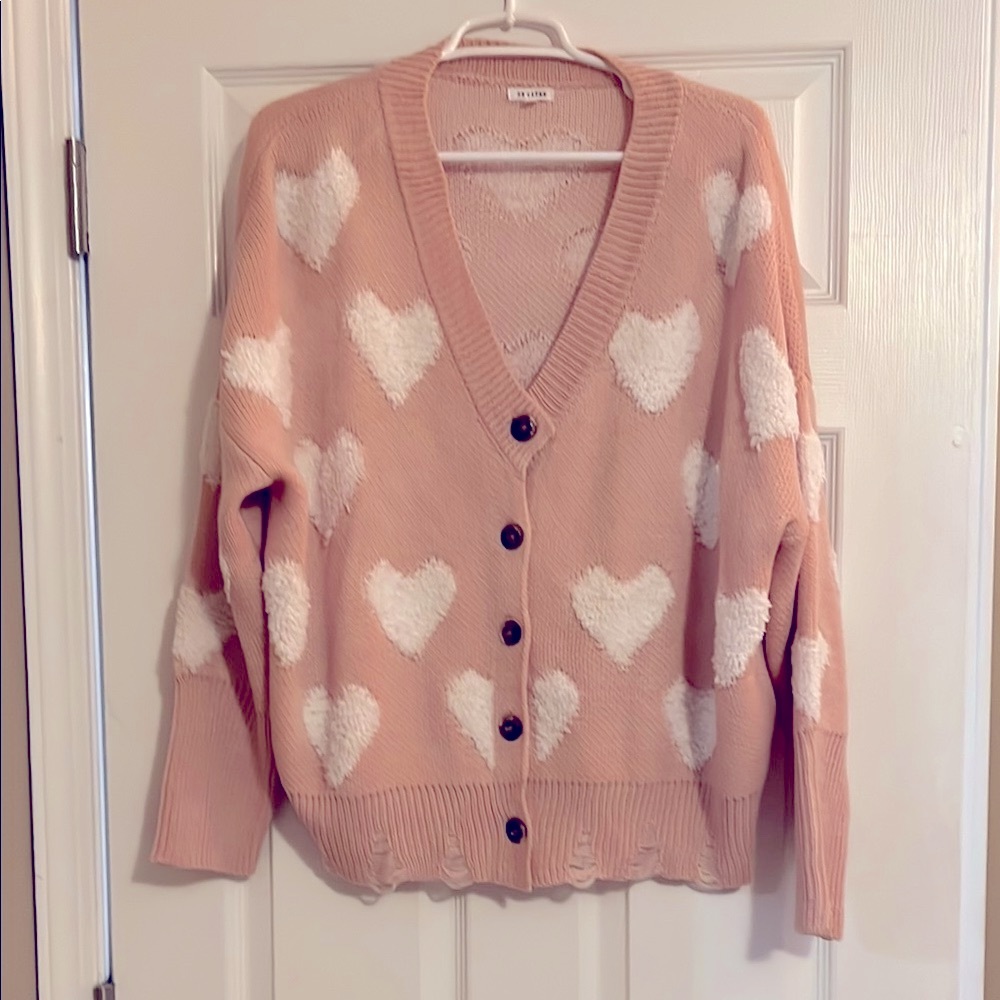 Women's Heart Pattern Cardigan Sweater